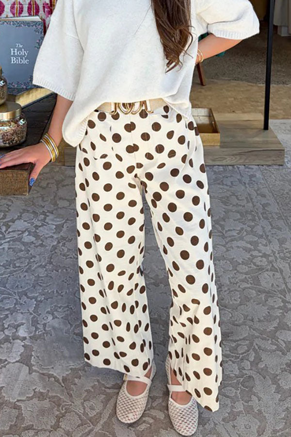 Polka Dot High Waist Wide Leg Pants