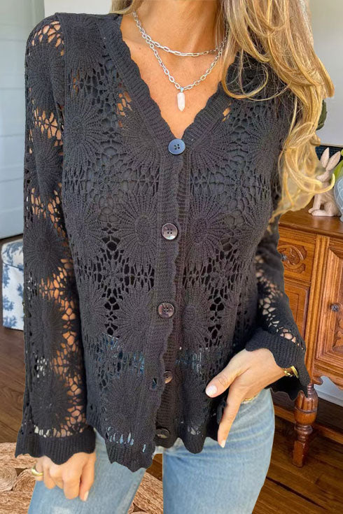 Bohemian V-Neck Lace Hollow Top