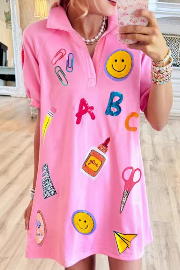 Back-to-School Sequin Polo Dress