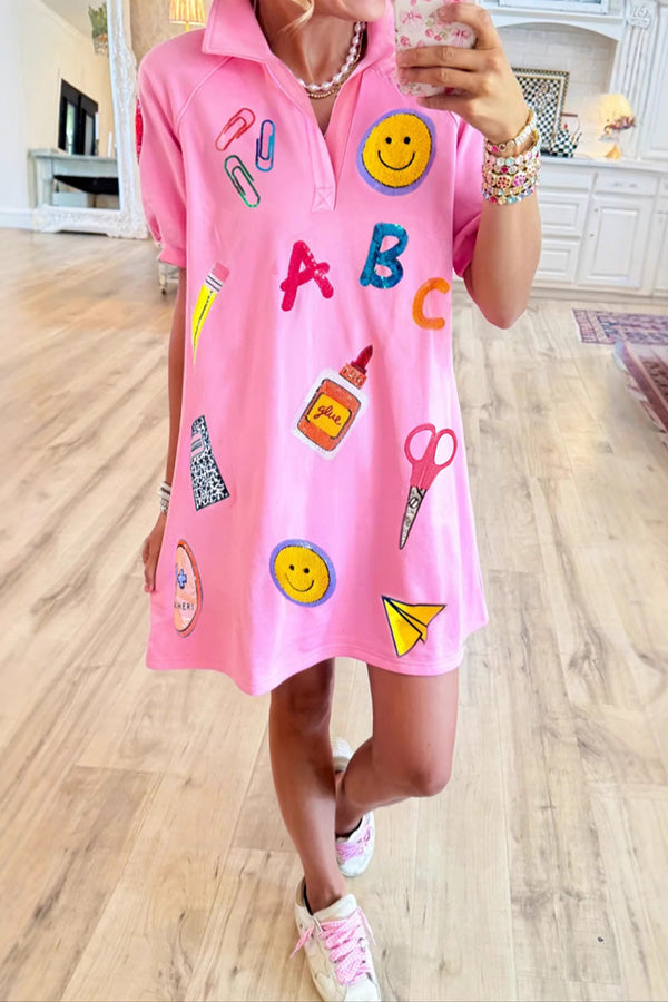 Back-to-School Sequin Polo Dress