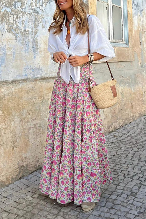 Boho Patterned High Waist Maxi Skirt