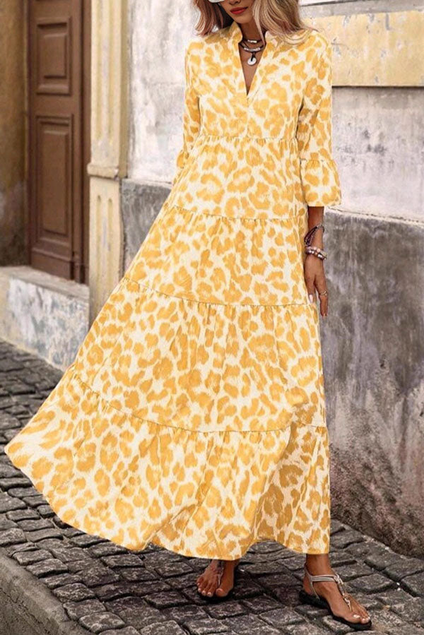 Leopard Print Tiered Maxi Dress