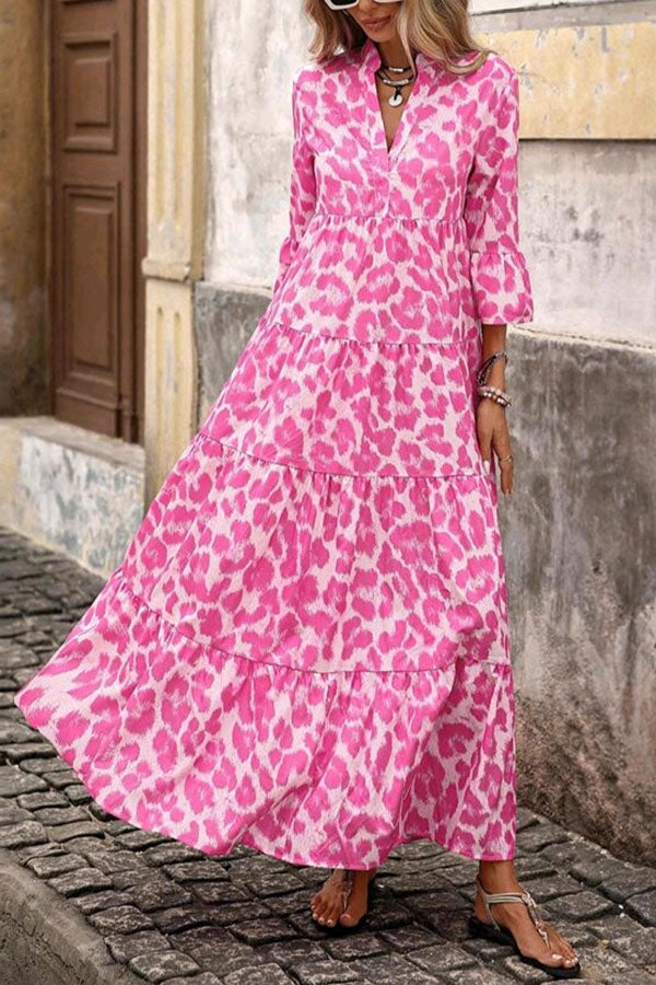 Leopard Print Tiered Maxi Dress