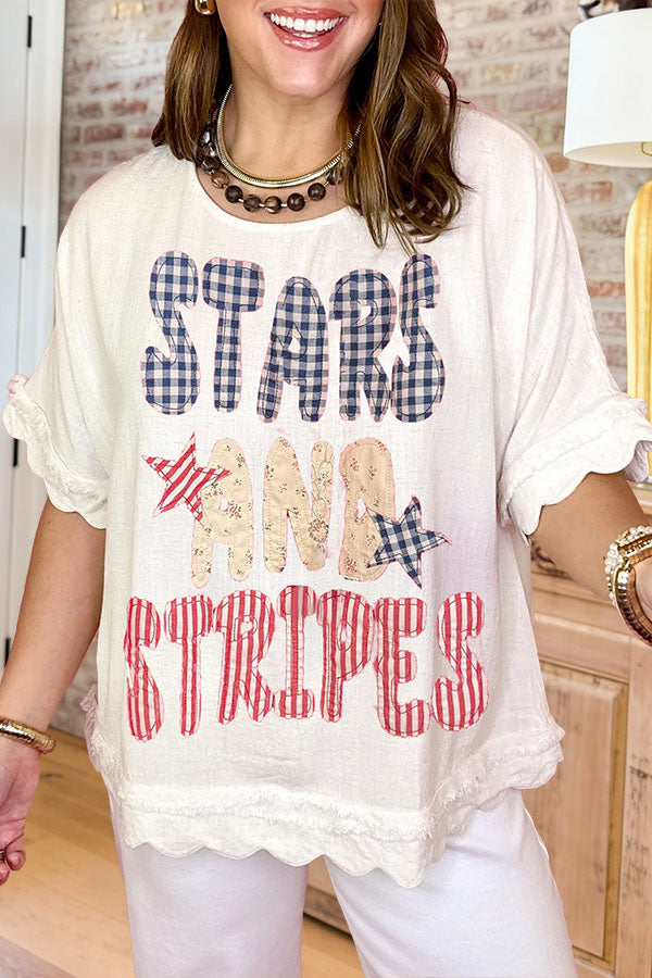 "Stars and Stripes" Patchwork Graphic Top