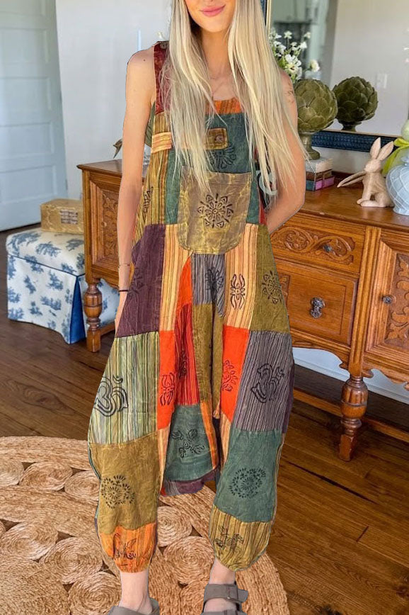 Boho Patchwork Print Harem Jumpsuit